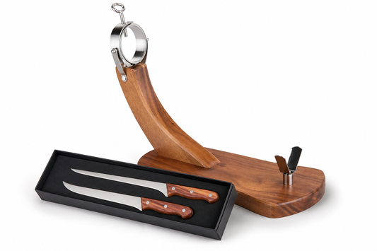 Jamonero de madera + 2 Cuchillo Jamoneros